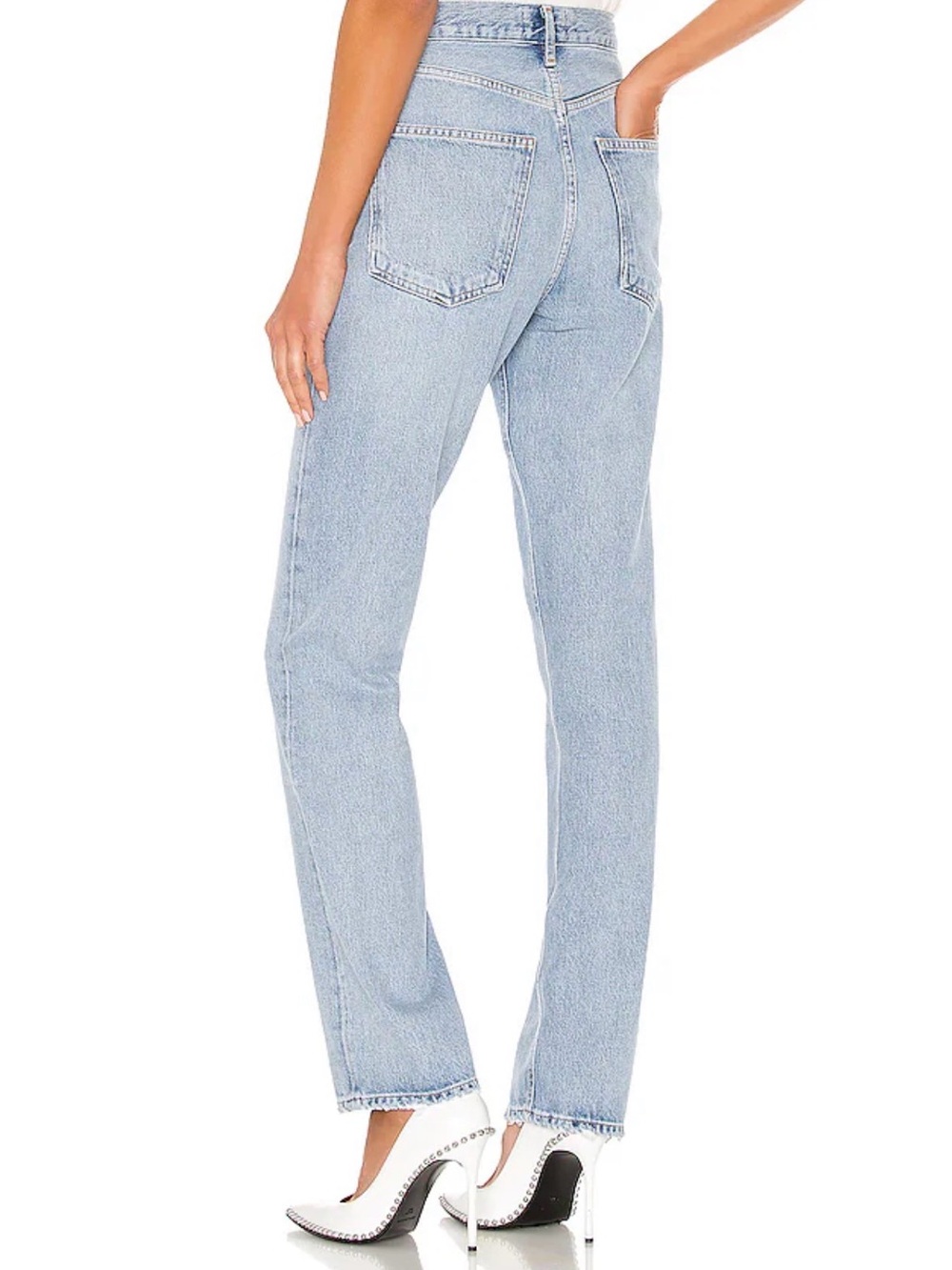 AGOLDE Lana Straight Leg Button Fly High Rise Blue Jeans in Riptide Size 26 - Picture 3 of 10
